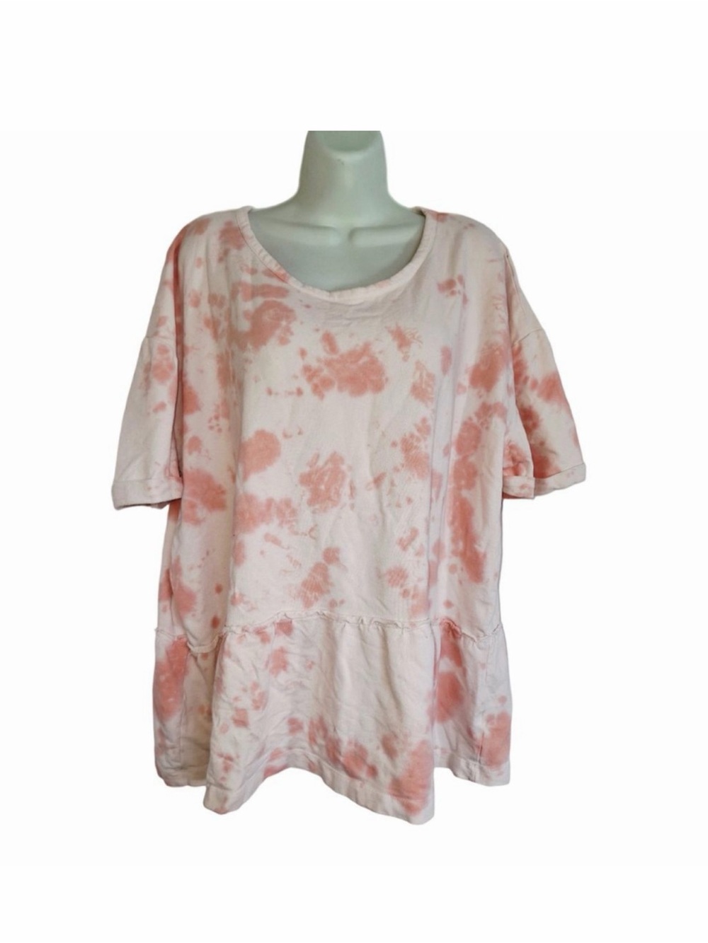 Tie-Dye Peplum Sweatshirt - Pink